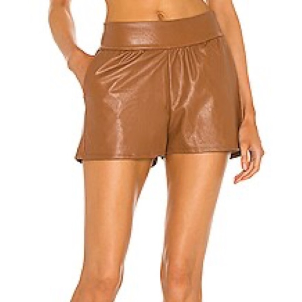 COMMANDO brown faux leather shorts size S